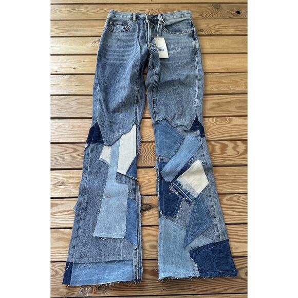NWT Mnml Patch Flare Denim Jeans Size 28 Women’s Blue - Picture 1 of 11